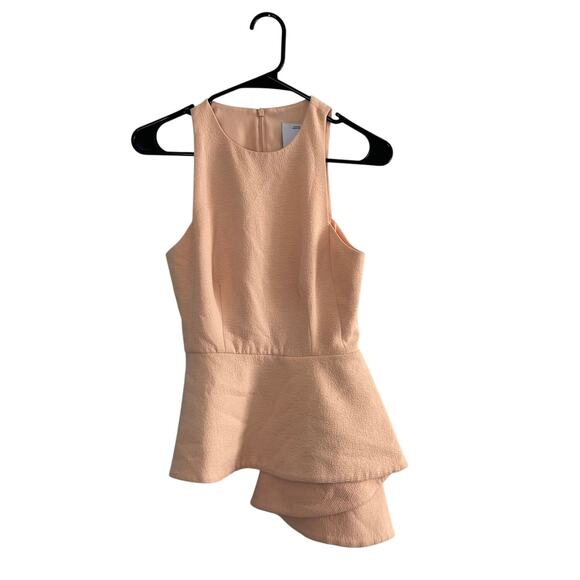 Anthropologie C/MEO COLLECTIVE Asymmetric Ruffle Coral Peach Fools Gold Top - Picture 6 of 14